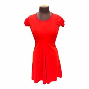 Vintage 70s Red Disco Mini Dress ILGWU Union Made USA XS Fit & Flare Stretch